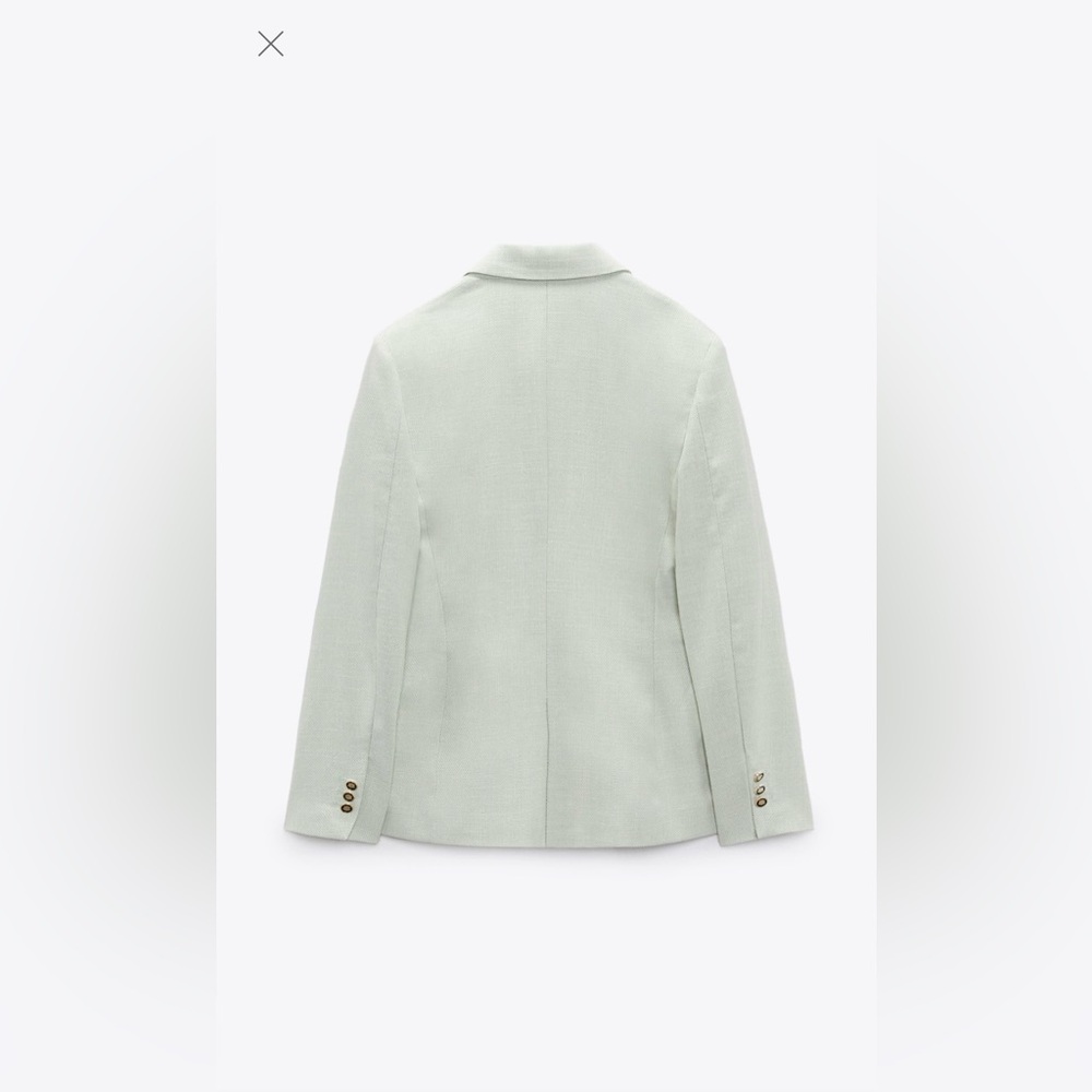 150$$ NWT Zara Light Green Double-Breasted Blazer –Size Large - Picture 11 of 16